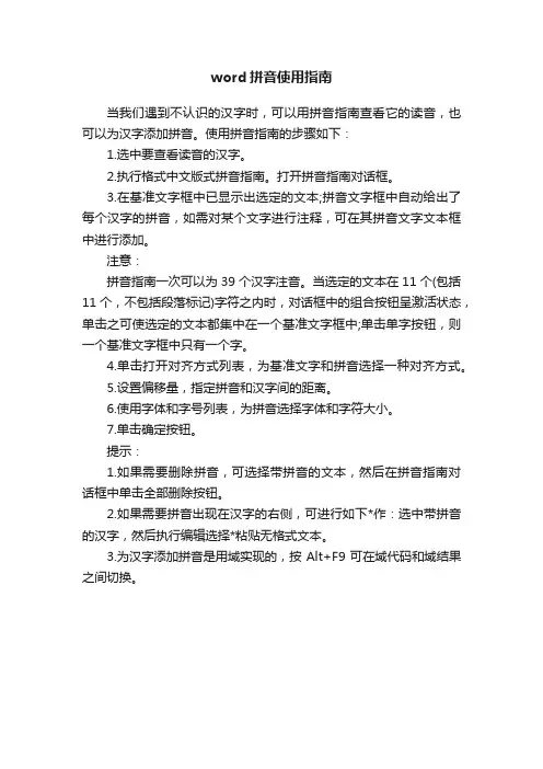 word拼音使用指南