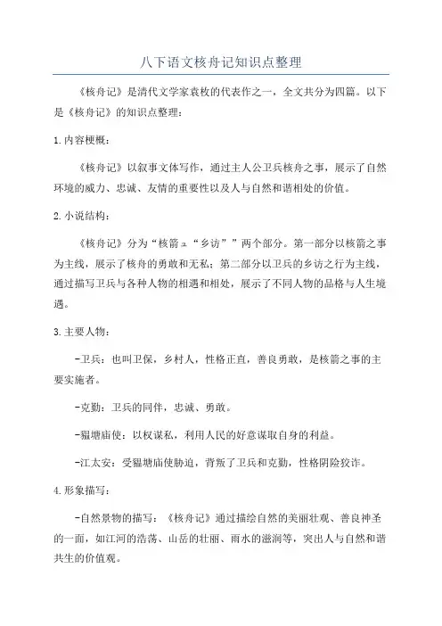 八下语文核舟记知识点整理