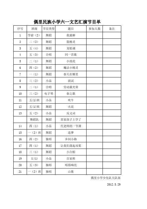 六一文艺汇演节目单