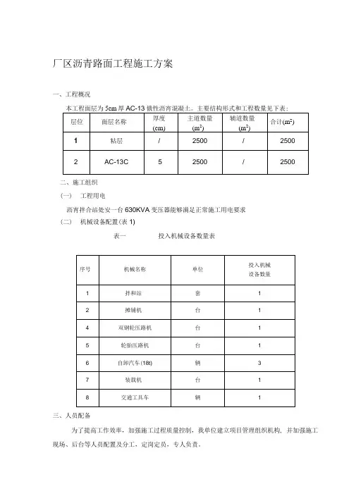 厂区沥青摊铺施工方案
