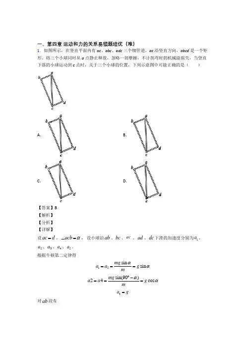 张家港运动和力的关系单元测试卷(含答案解析)