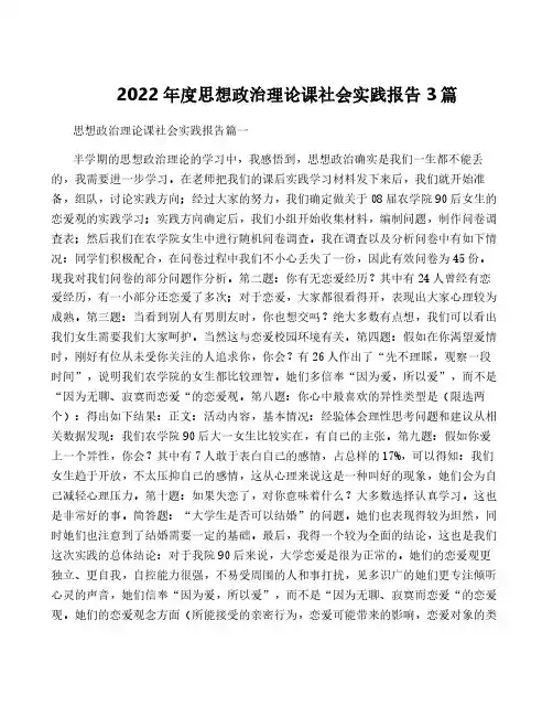 2022年度思想政治理论课社会实践报告3篇