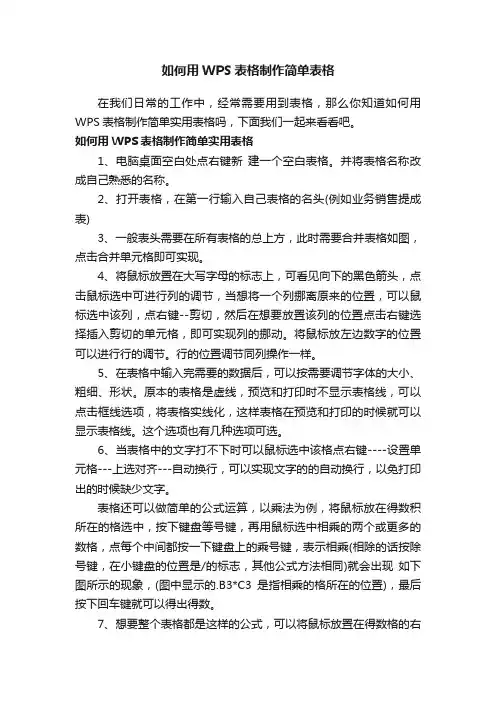 如何用WPS表格制作简单表格