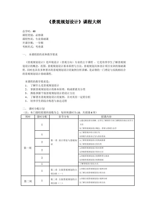 景观规划设计教学大纲