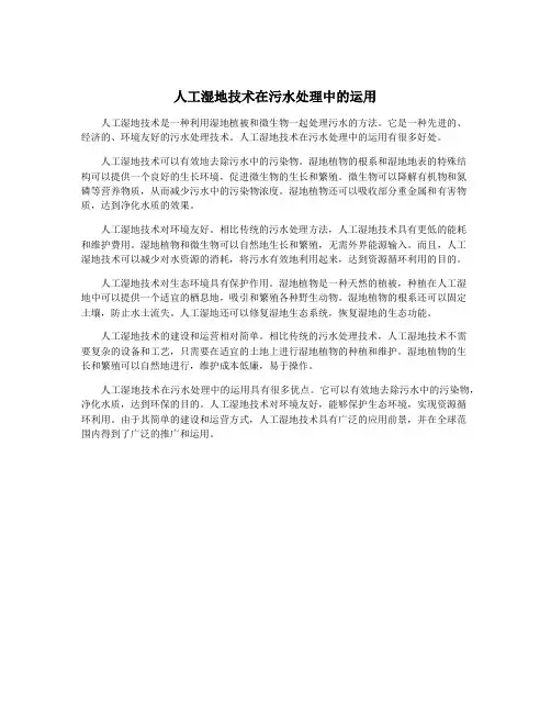 人工湿地技术在污水处理中的运用