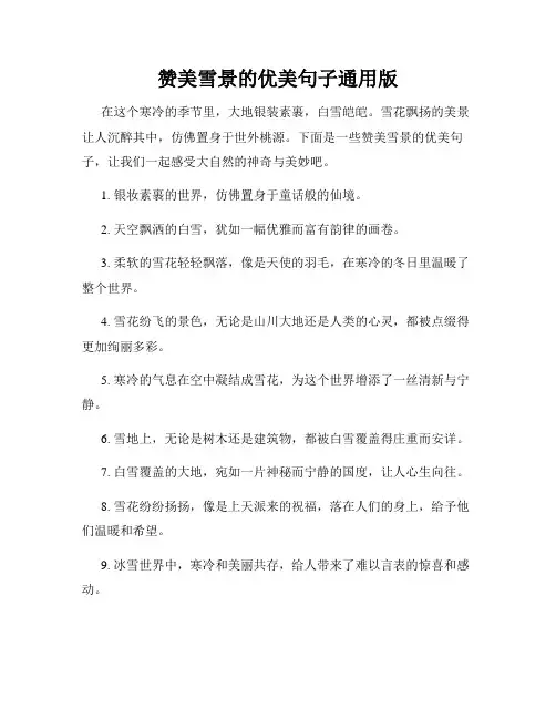 赞美雪景的优美句子通用版