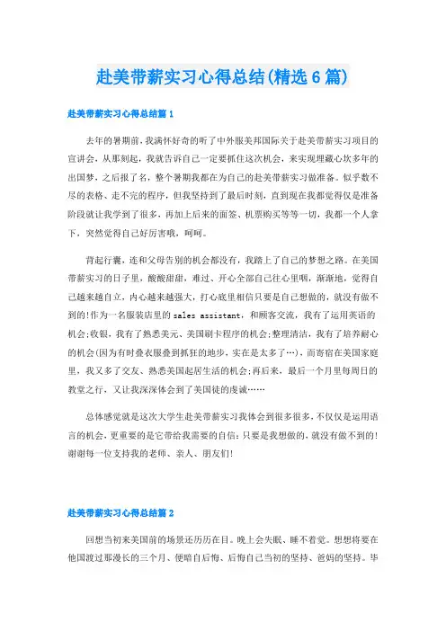 赴美带薪实习心得总结(精选6篇)