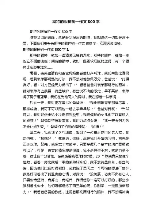 期待的眼神初一作文800字