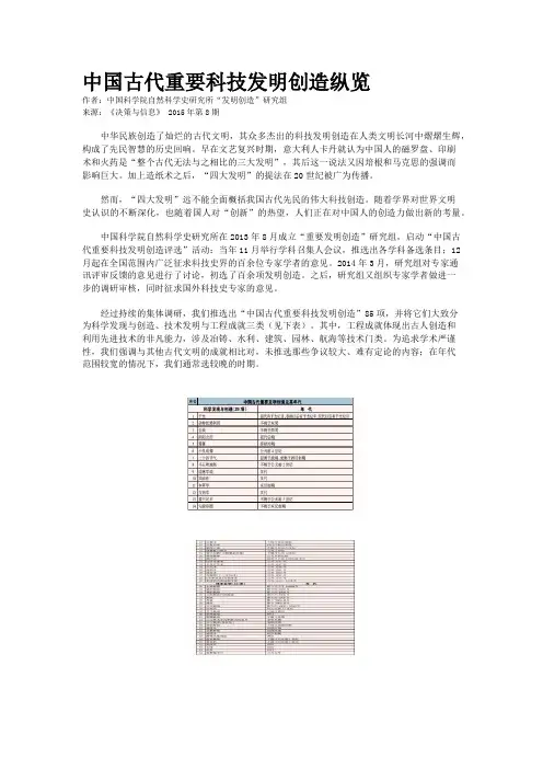 中国古代重要科技发明创造纵览