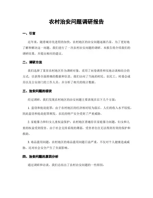 农村治安问题调研报告