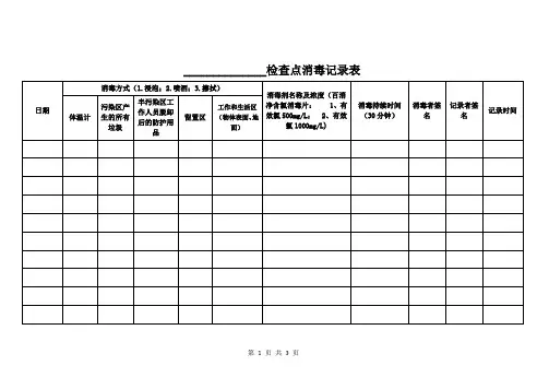 检查点消毒记录表