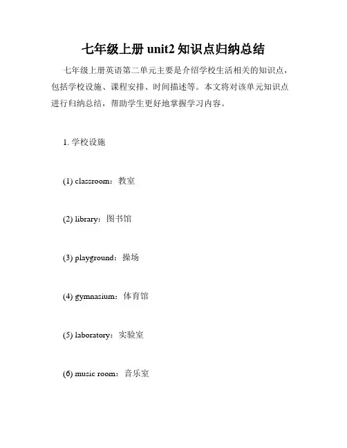 七年级上册unit2知识点归纳总结