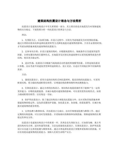 建筑结构抗震设计理念与方法简析