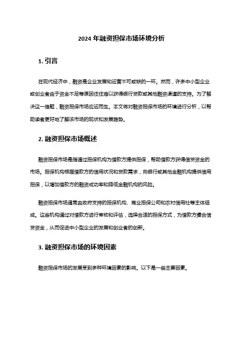 2024年融资担保市场环境分析