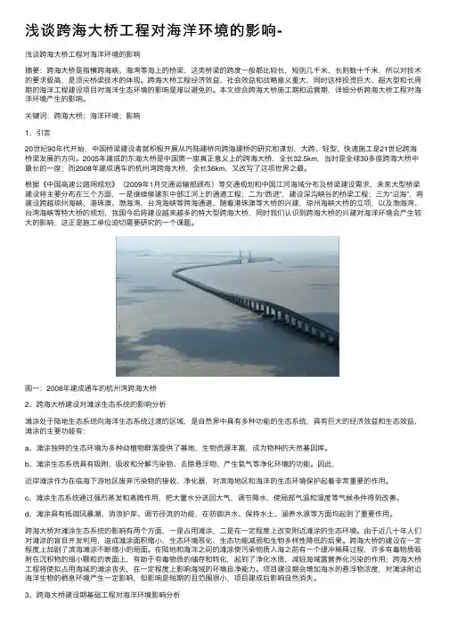 浅谈跨海大桥工程对海洋环境的影响-