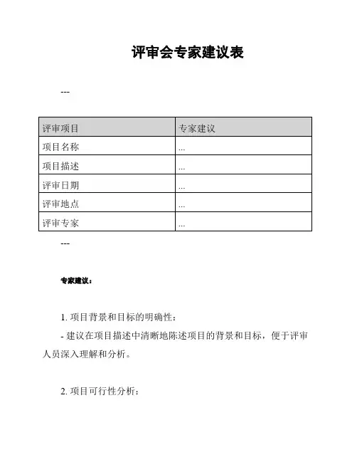 评审会专家建议表