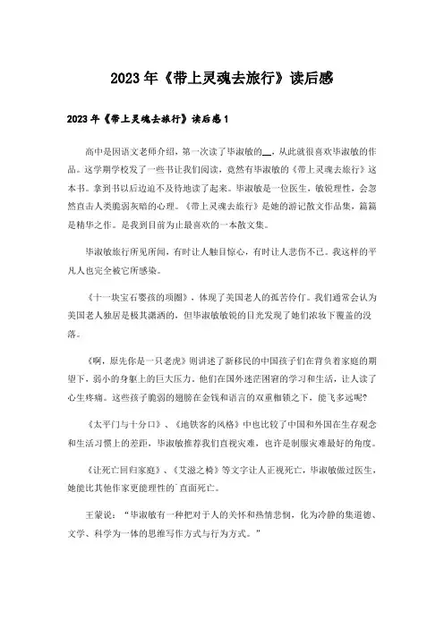 2023年《带上灵魂去旅行》读后感