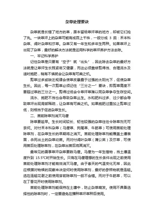 杂草处理要诀