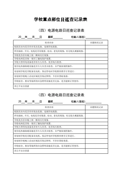 4电源电路日巡查记录表