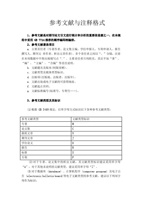 本科硕士论文参考文献和注释格式
