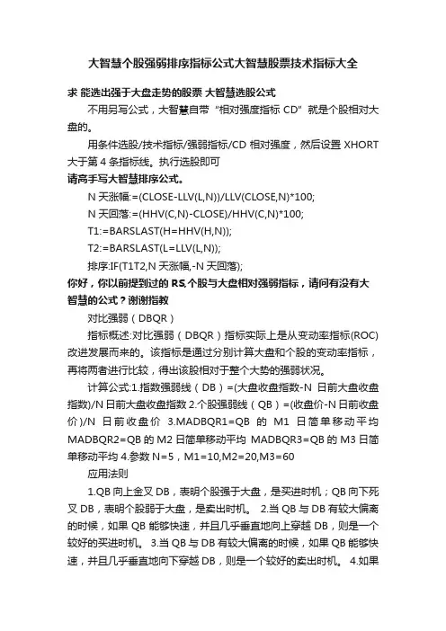大智慧个股强弱排序指标公式大智慧股票技术指标大全