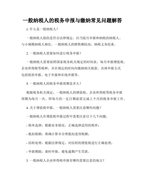 一般纳税人的税务申报与缴纳常见问题解答