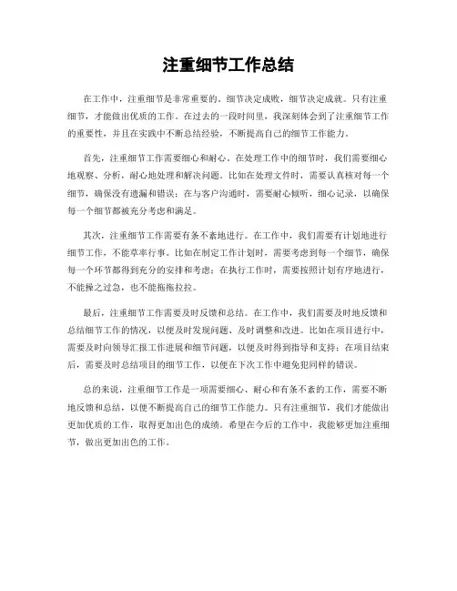 注重细节工作总结