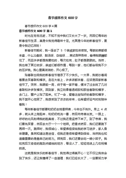春节感怀作文600字4篇