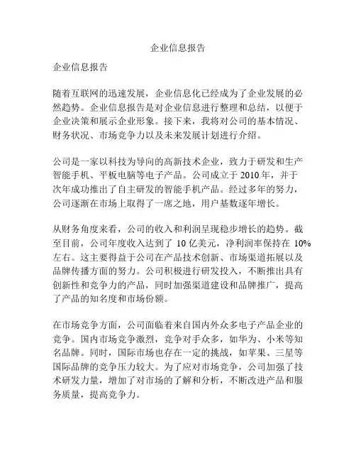 企业信息报告