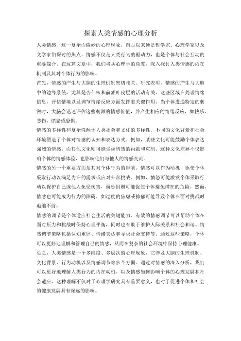 探索人类情感的心理分析