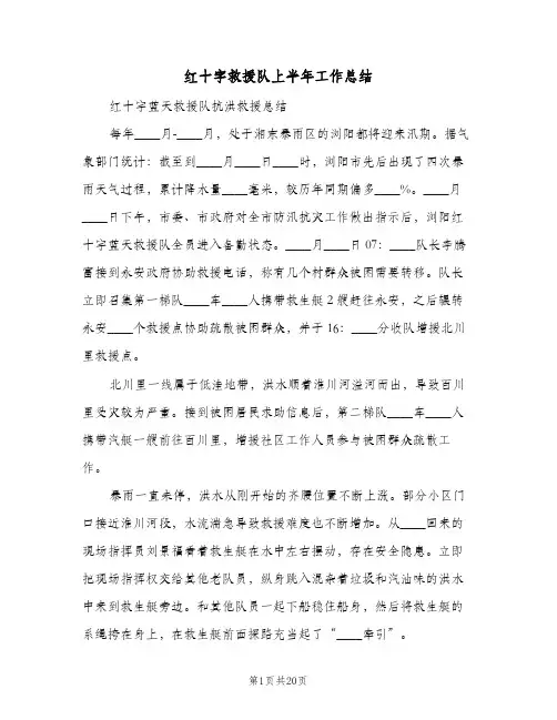 红十字救援队上半年工作总结(5篇)