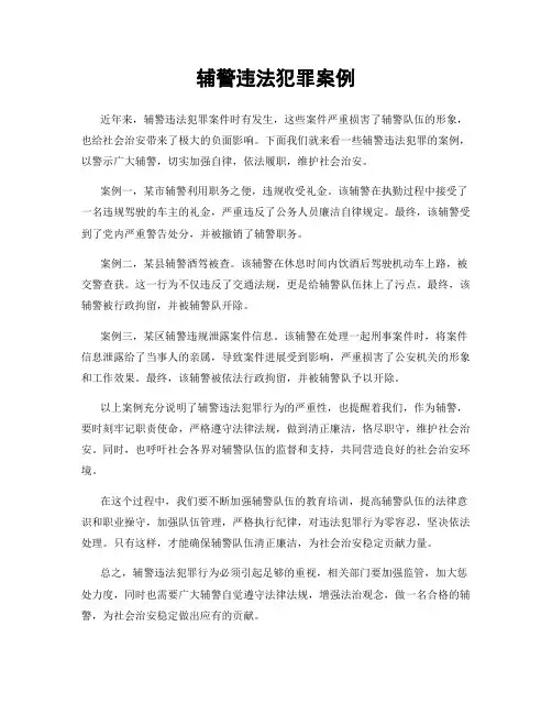 辅警违法犯罪案例