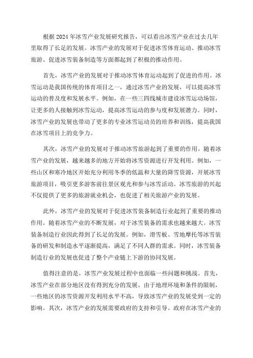 2024年冰雪产业发展研究报告