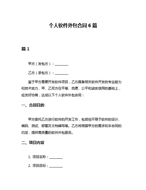 个人软件外包合同6篇
