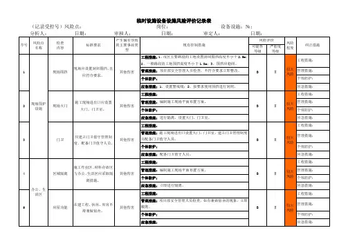 设备设施风险评价记录表