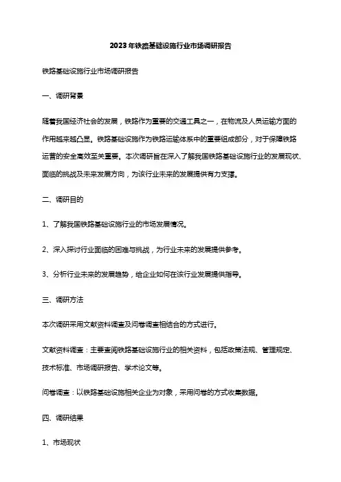 2023年铁路基础设施行业市场调研报告