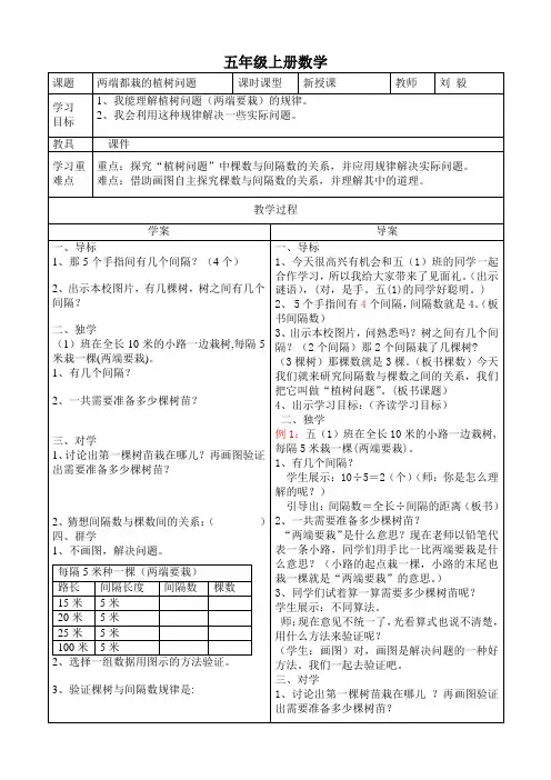 数学广角——植树问题(两端要栽)