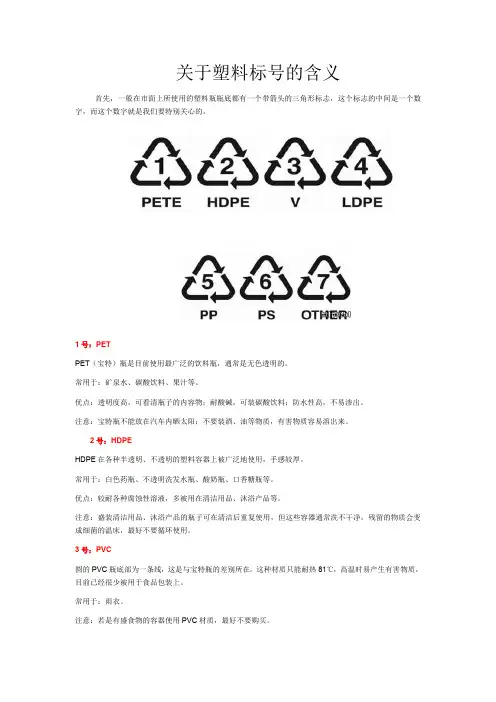 关于塑料标号的含义