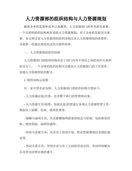 人力资源部的组织结构与人力资源规划