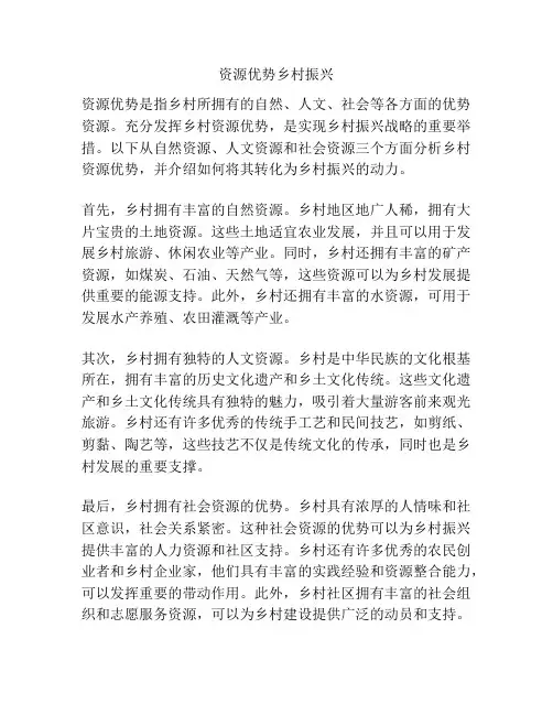 资源优势乡村振兴