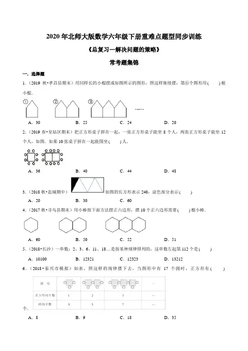 六年级数学下册重难点题型训练《总复习—解决问题的策略》常考题集锦(原卷版)(北师大)