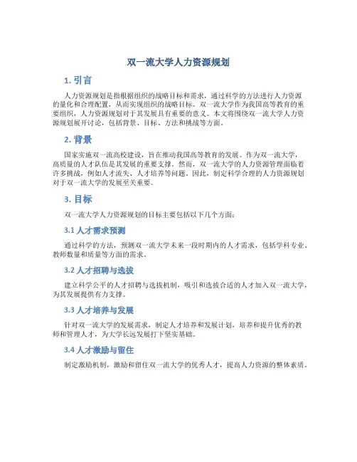 双一流大学人力资源规划
