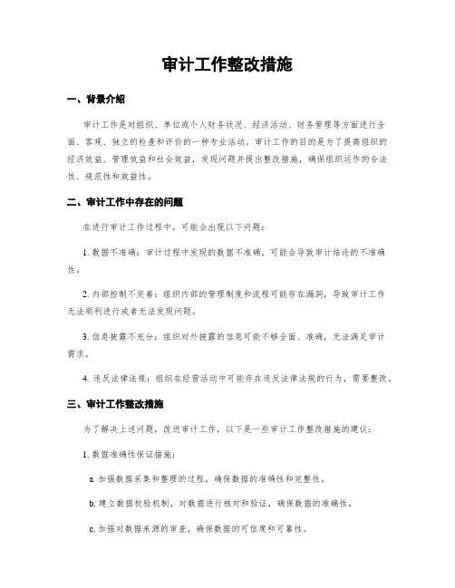 审计工作整改措施