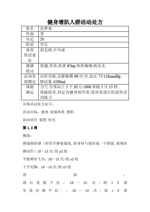 健身增肌人群运动处方
