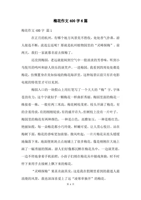梅花作文400字6篇