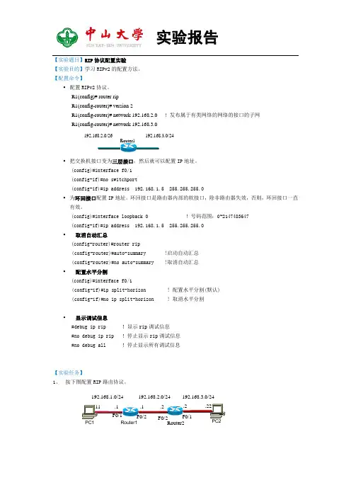 RIP协议配置实验报告