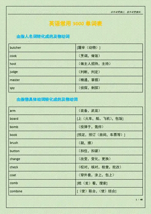 英语常用3000单词表