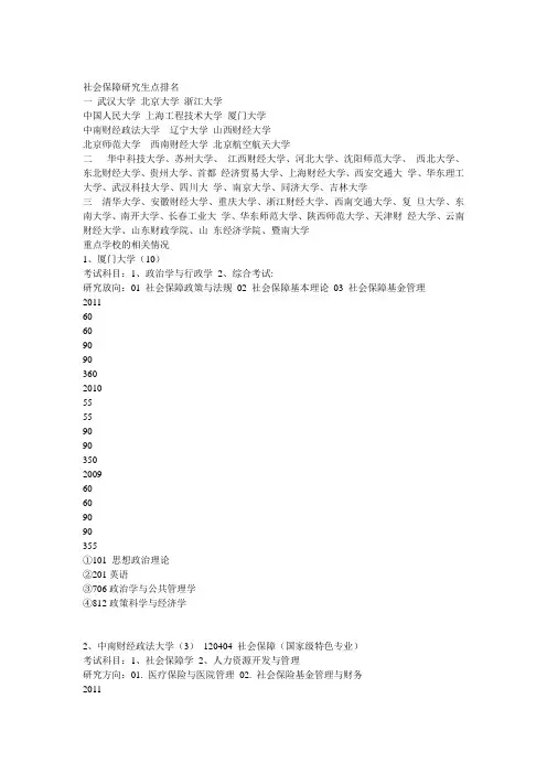 社会保障研究生院排名