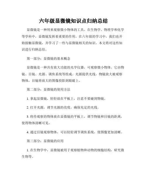 六年级显微镜知识点归纳总结