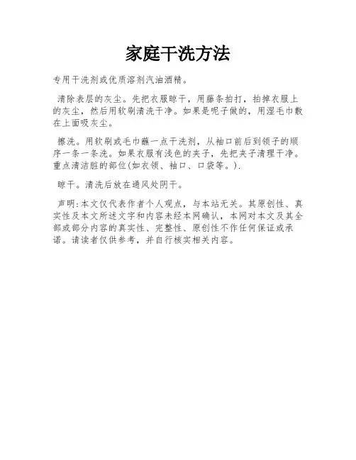 家庭干洗方法